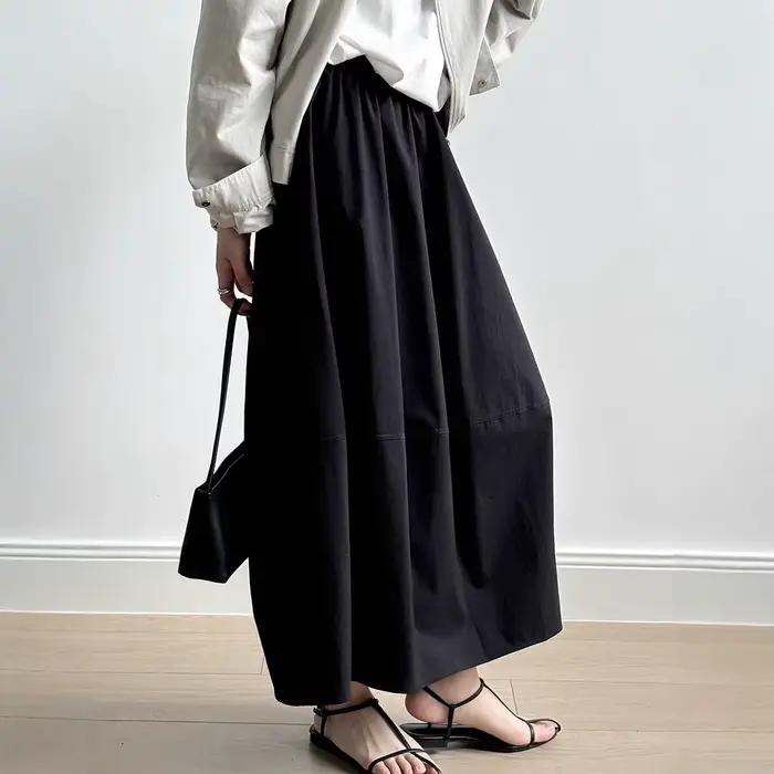Jupe longue blanche printemps-été pour femme, élégante, taille haute élastique, évasée, style parapl