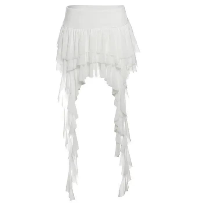 Jupe-short asymétrique bohème taille haute pour femme, mini-jupe superposée irrégulière, style Y2K g