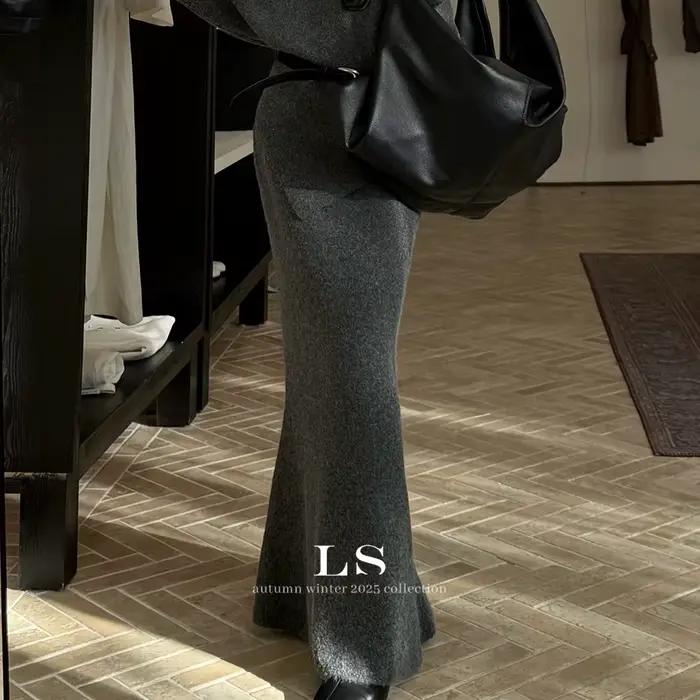 Jupe longue en laine pour femmes, jupe Simple aux hanches, ajustée, nouvelle collection automne et h