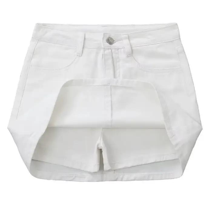 Jupe en jean blanche pour femme, jupes en jean vintage, pantalons Kawaii, offre Streetwear, esthétiq