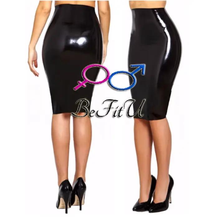 Robe en Latex, jupe sans couture, nouveau Style crayon Slim Rose Cosplay sans fermeture éclair