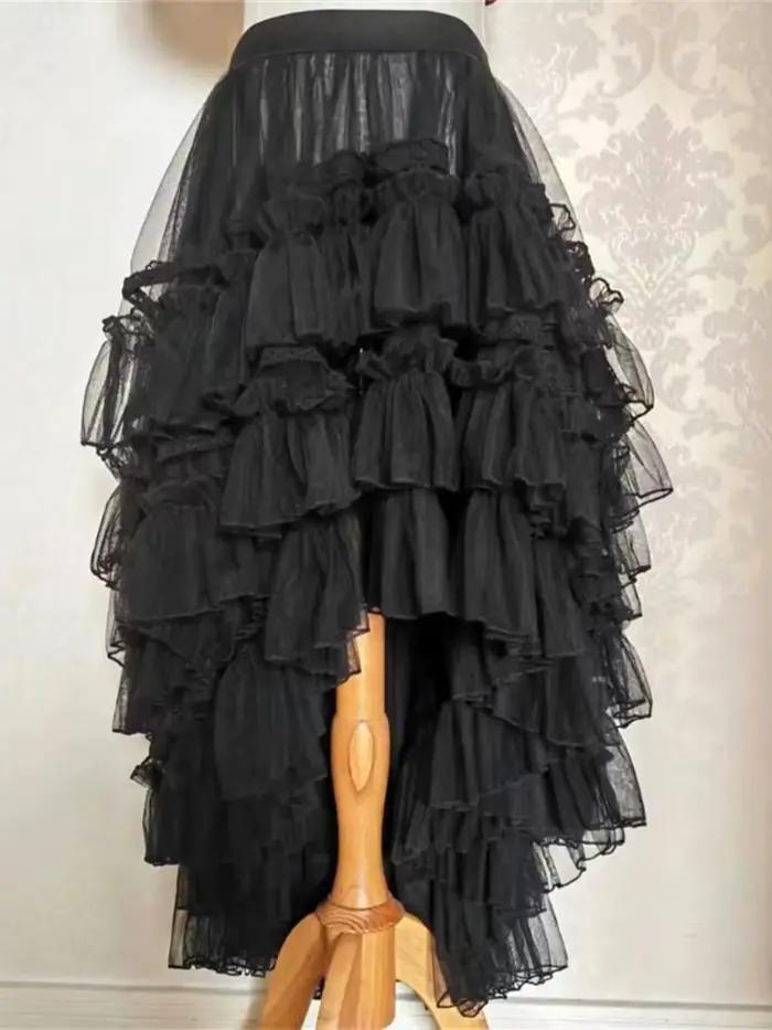 Jupe gothique Lolita en dentelle pour femmes, jupe de princesse Jsk, taille haute, Costume Cosplay j
