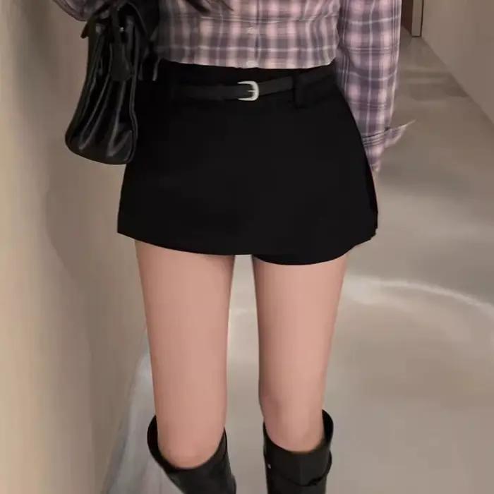 Jupe courte noire grande taille pour femme, nouvelle collection automne, style coréen, taille haute,