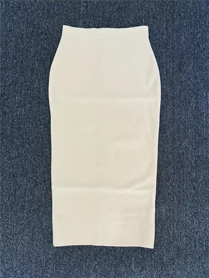 Jupe bandage taille haute pour femme, longueur 78cm, élégante, midi, mollet, jupes crayon longues, b