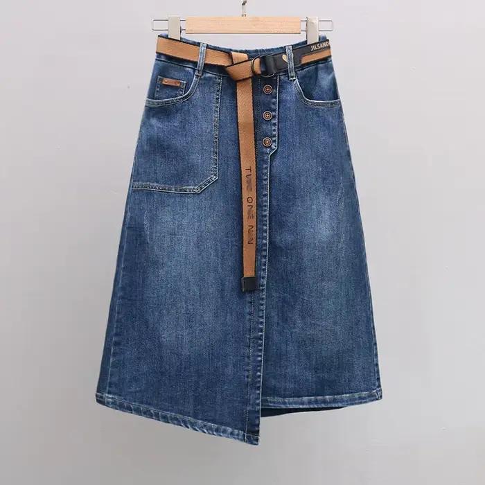 Jupe en jean asymétrique pour femme, nouvelle collection printemps-été 2026, taille élastique, coupe