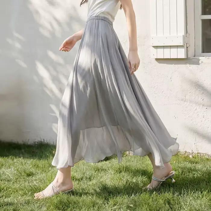 Jupe longue fluide élégante SENTUBILA pour femme, taille élastique, collection été 2026, vêtements f