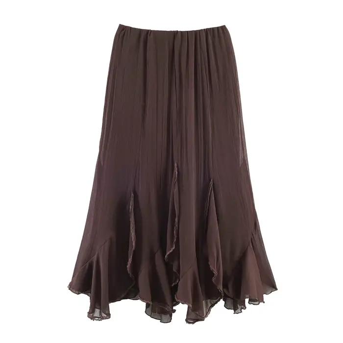 Jupe plissée à volants irréguliers style gâteau pour femme, taille haute, Faldas Mujer, style japona