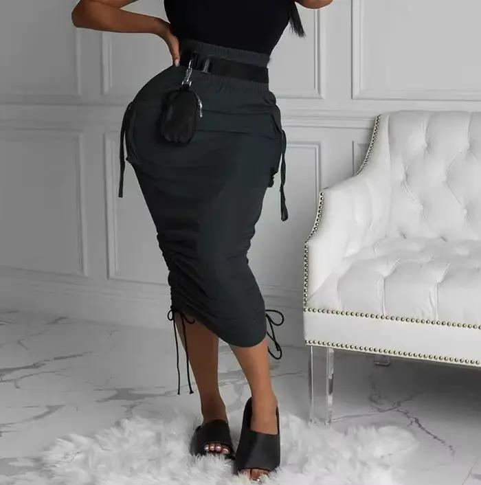 Jupe crayon taille haute de couleur unie à la mode pour femmes, nouvelle arrivée de l'extérieur du p
