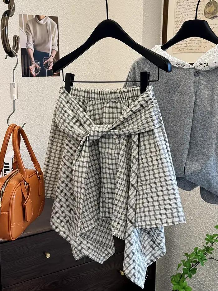 Mini jupe à carreaux taille haute pour femmes, jupe courte plissée vichy, Anti-lumière, chemise irré