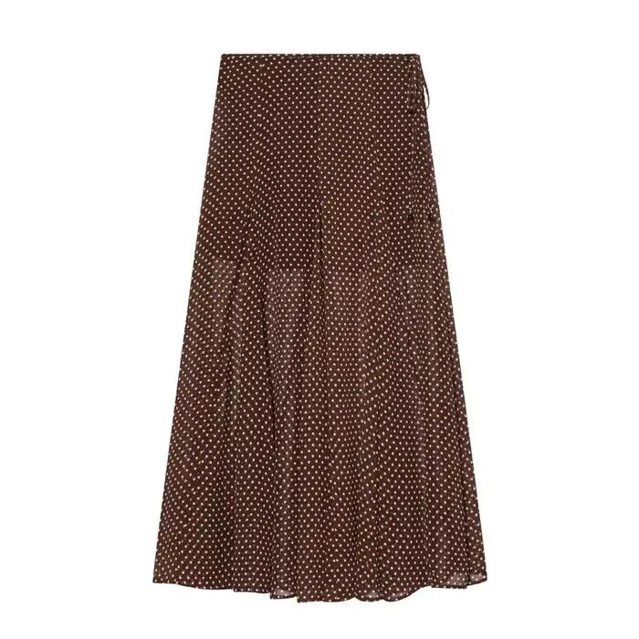 Jupe à pois pour femme, nouvelle mode printemps-été 2026, jupe midi décontractée et chic pour femme,