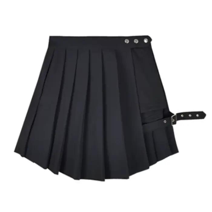 Jupe gothique plissée de Style foncé, Punk irrégulière, faux Leggings deux pièces, jupe à anneau, pa