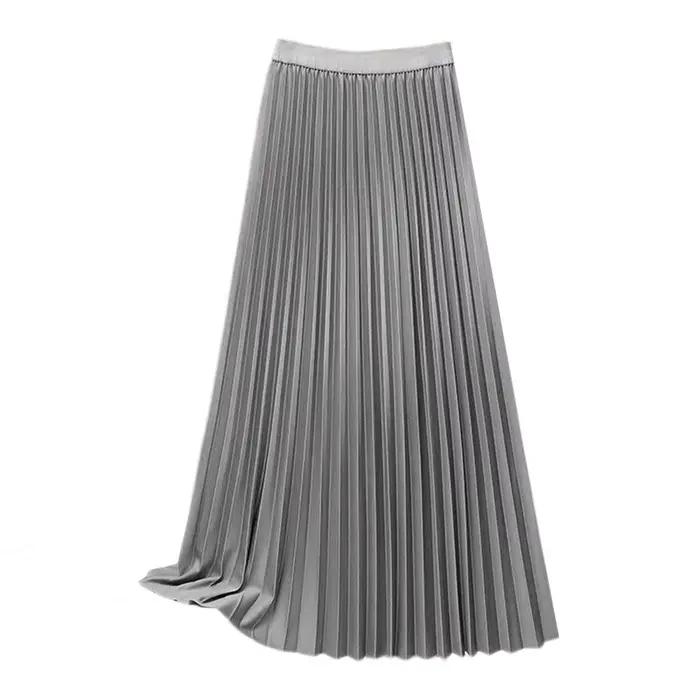 Longueur femmes Maxi jupe 2025 nouvelle mode femmes taille haute plissée taille haute jupe longue co