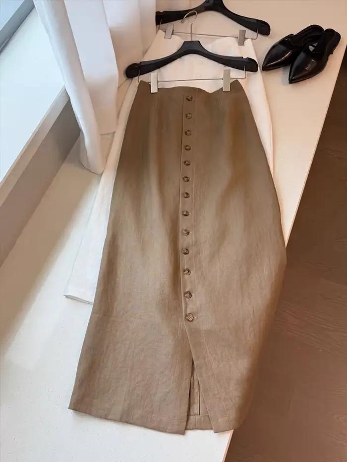 Jupe bustier femme printemps-été 2026, design élégant, à simple boutonnage et fente