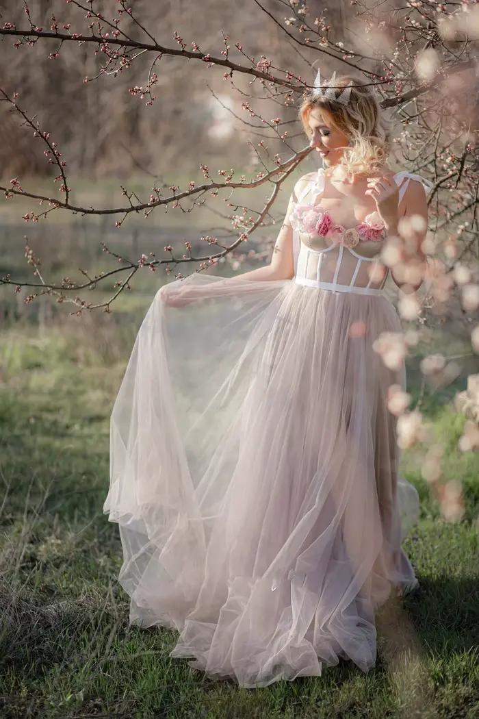 Robe de mariée Corset bohème, en Tulle transparent, à la mode, robe de bal, robe de remise de diplôm