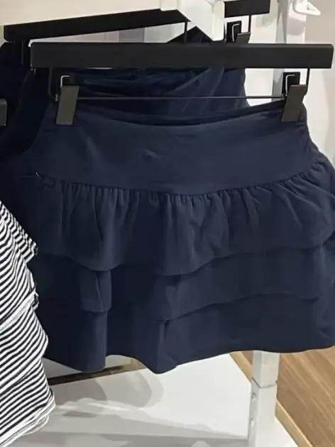 Mini jupes à volants bleu marine pour femmes, Sexy, taille basse, couleur unie, Style Preppy, ligne 