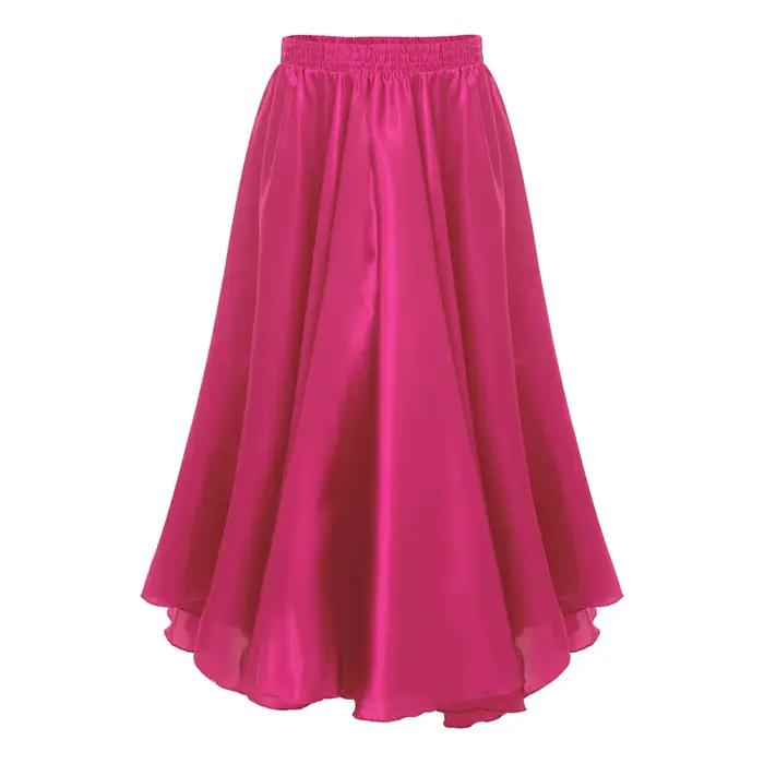 Jupe de Flamenco espagnole pour filles, longue jupe en Satin brillant, Costume de danse traditionnel