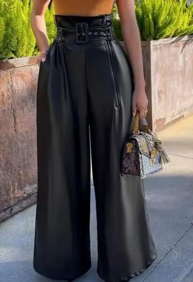 Femmes taille haute Faux cuir jupes longues boîte de nuit rue Vintage ceintures a-ligne Maxi PU jupe