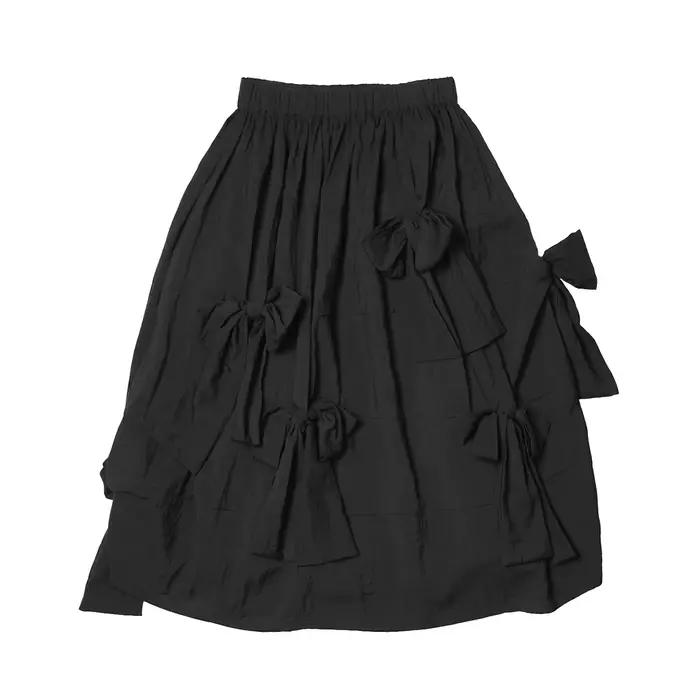Jupe mi-longue noire à nœud tridimensionnel pour femmes, imakokoni, originale, décontractée, ample, 