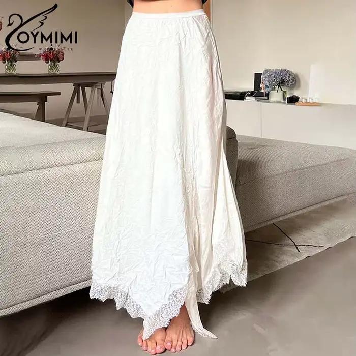 Oymimi-Jupes en dentelle blanche pour femmes, streetwear décontracté, taille haute, élégante, couleu