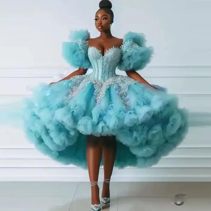 Robes de bal en tulle bouffant et volanté avec corset, sur mesure, pour femmes, magnifiques robes de