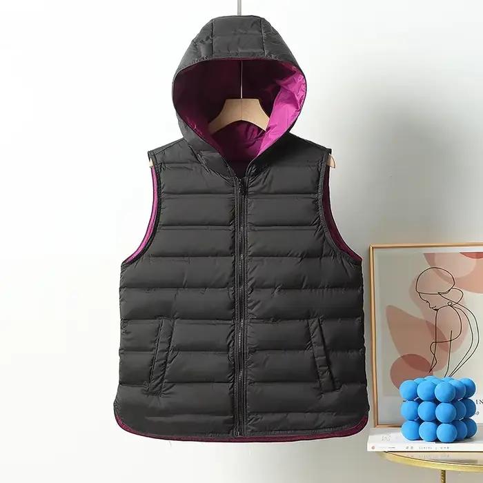 Ultra Light Down glafor Femmes Sans Couture Hiver Outwear Blanc Duvet de Canard Short CombLightweigh
