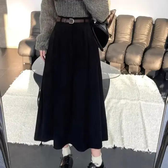 Jupe midi en velours côtelé pour femme, nouvelle collection automne-hiver 2026, taille haute, coupe 