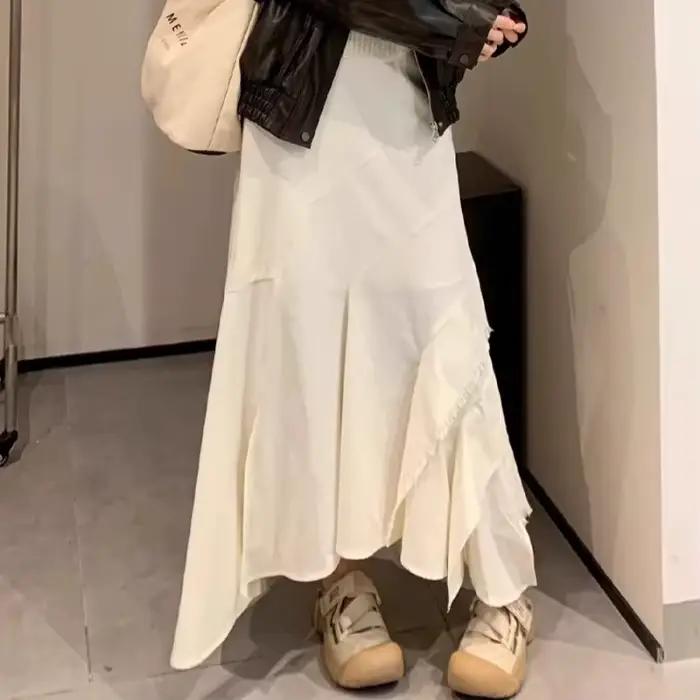 Jupe blanche française pour femmes, nouveau Design de printemps taille haute en queue de poisson, ro