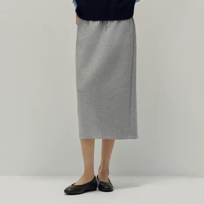 Jupe longue droite en maille pour femme Semir, taille élastique, style sport rétro, bas décontracté,