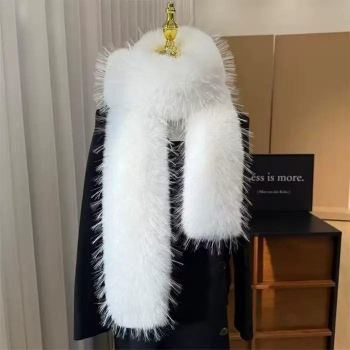 Écharpe longue en fausse fourrure pour femme, douce et épaisse, accessoire de mode féminin pour l'hi