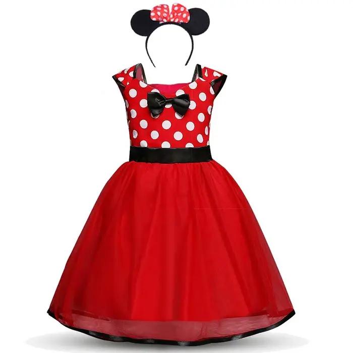 Jupe Mickey pour petites filles de 1 à 6 ans, vêtements d'été pour enfants, robe Minnie à pois, Cost