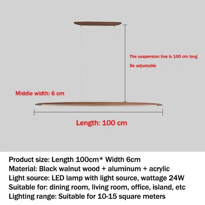 Lampe LED suspendue en bois au design moderne, longue et linéaire, luminaire décoratif d'intérieur, 