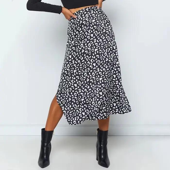 Nouvelle jupe longue sexy à imprimé léopard, décontractée et tendance pour femmes, élégante jupe mi-