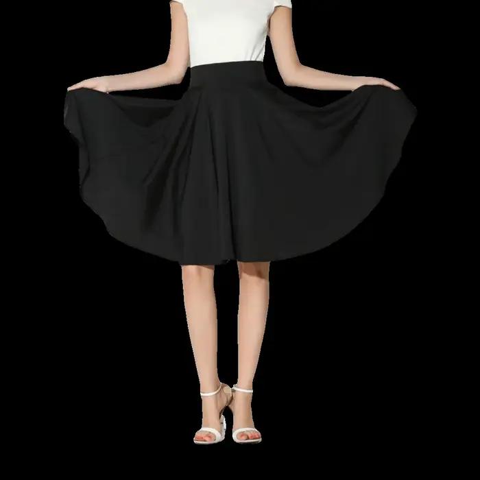 Jupe élégante de couleur unie à taille haute, style bohème, jupe mi-longue décontractée, jupe plissé