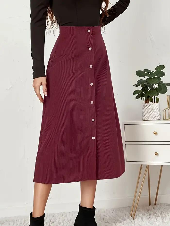 Demi-jupe tissée rouge élégante pour femmes, grande taille, taille haute, jupe trapèze décontractée 