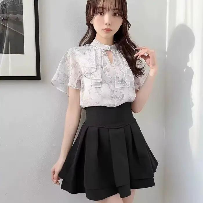 Jupe noire subculturelle japonaise pour femmes, mode douce, taille Slim, ligne a, nouvelle collectio