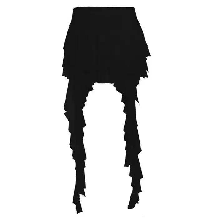 Jupe-short asymétrique superposée taille haute pour femme, style gothique fluide, idéale pour l'été