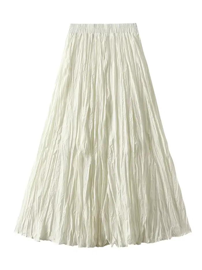 Jupes longues plissées KarSaNy pour femme, taille haute, grand ourlet, jupe blanche, jupes longues m
