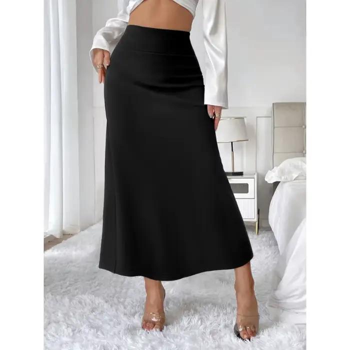 Jupe longue pour femmes, taille haute, droite, couleur Pure, sens senior, banlieue quotidien, haute 
