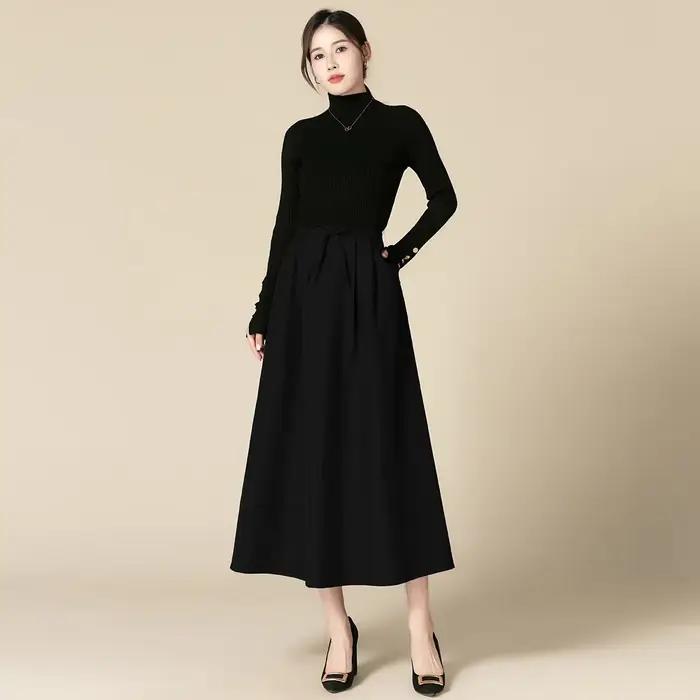 LOUIS YAO vêtements de travail chic jupe femme 2025 automne/hiver déplacements minimaliste luxe plis