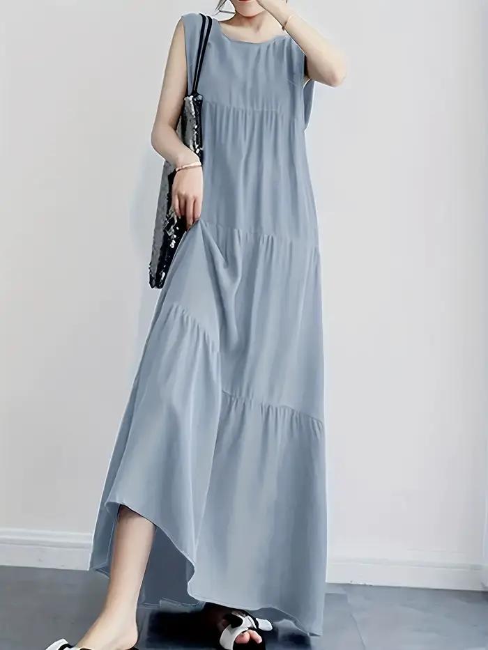 Robe chic grande taille pour femmes, tenue décontractée, couleur unie, avec ceinture, col rond, manc