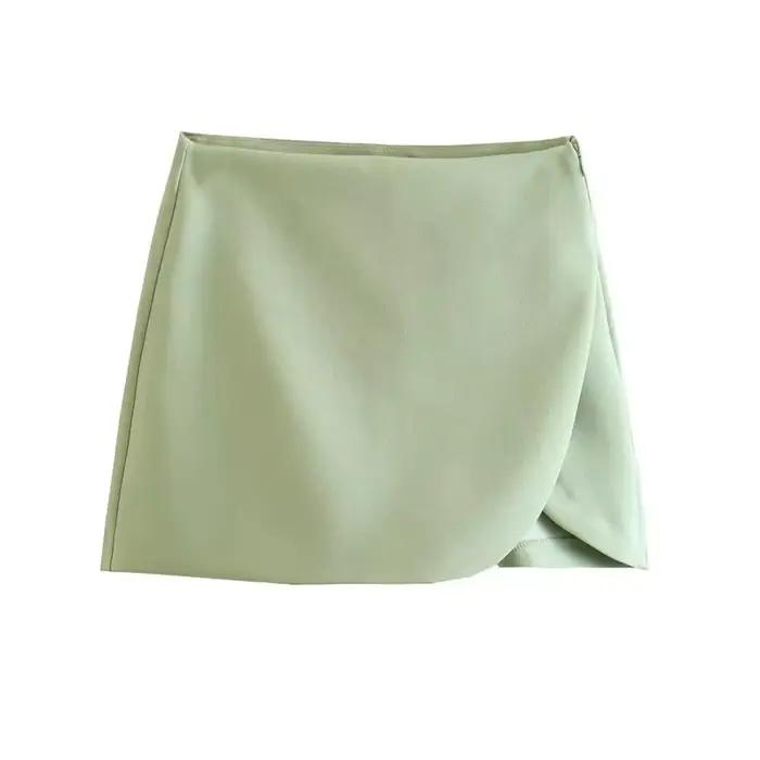 Femmes mode paréo Style Shorts jupes Vintage taille haute côté fermeture éclair femme jupe Mujer