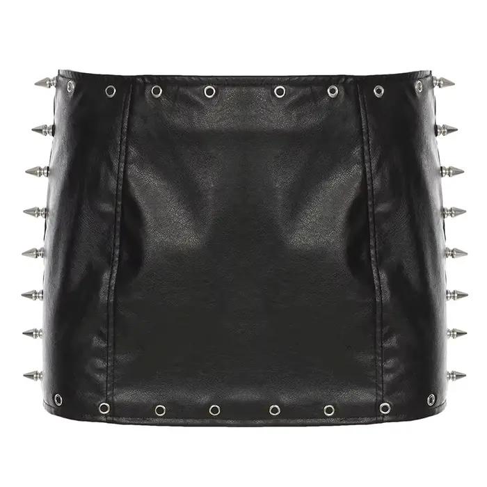 Mini jupes gothiques en cuir Pu pour femmes, moulantes, foncées, Sexy, Slim, taille basse, mode d'ét