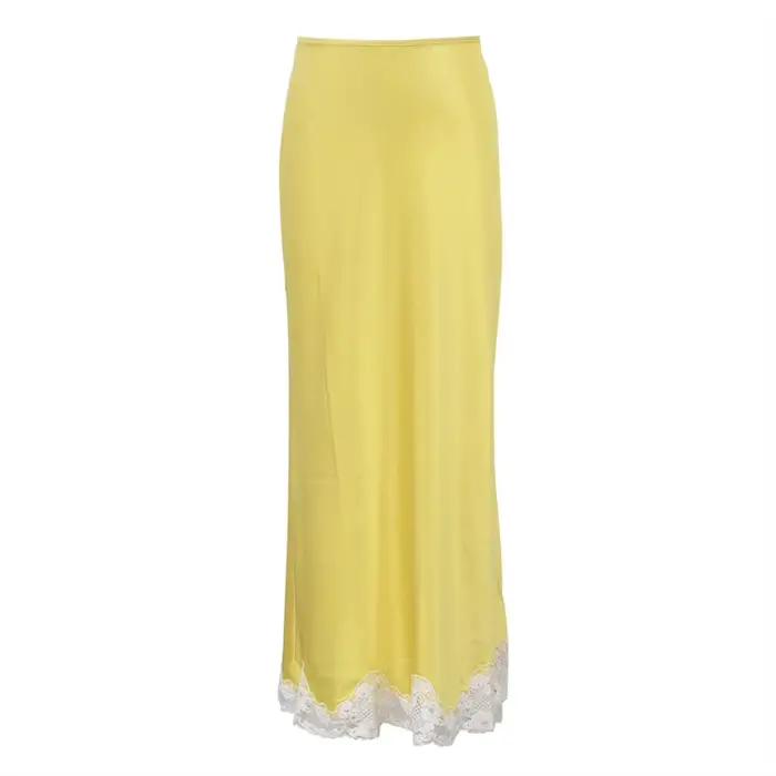 Jupe en Satin et dentelle pour femmes, taille haute, décontractée, polyvalente, aux hanches, nouvell