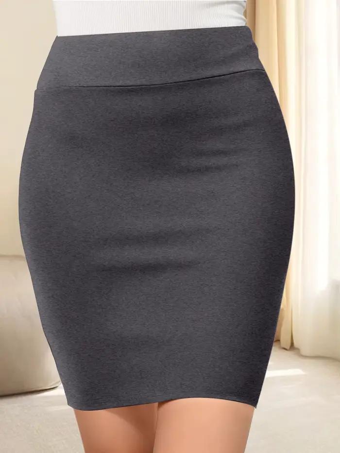 Mini jupe taille haute ajustée – Tissu doux et extensible, Silhouette moulante fine, couleurs unies 