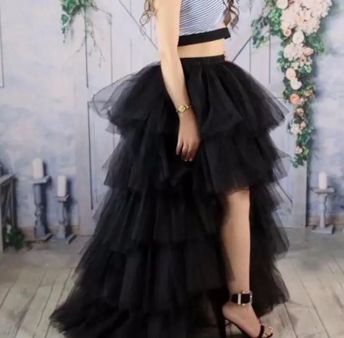 MisShow femmes haut bas Tutu jupes mignon taille élastique Tulle couches à volants maille une ligne 