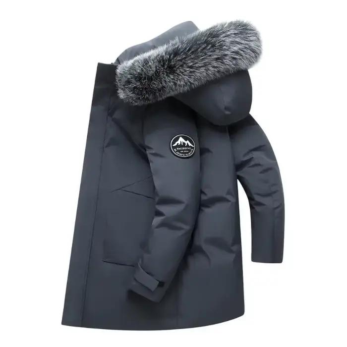 Veste longue coupe-vent en duvet de canard pour homme, pardessus chaud, veste à capuche, parkas mult