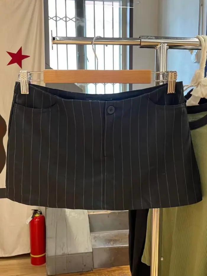Mini jupe droite rayée pour femme, taille haute, poches, mode, court, streetwear décontracté, jupes 