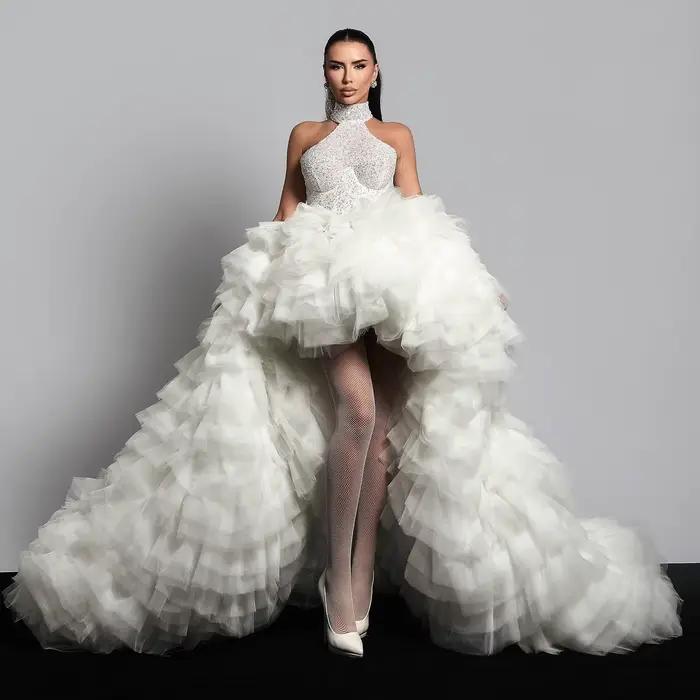 Incroyable jupe moelleuse en Tulle, jupe de mariage superposée haute et basse, surjupe pour séance p