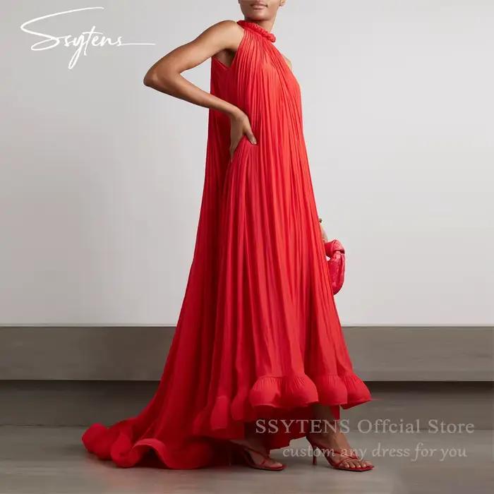 Robe de cocktail en mousseline rouge personnalisée pour les fêtes et les cérémonies formelles robe s