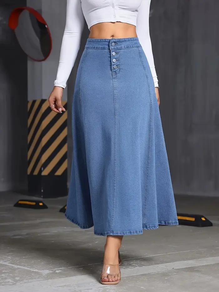 Jupe en jean ample et fluide de Mme W, avec fermeture élastique à la poche avant, jupe en jean grand